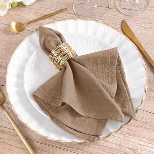 MLMW Nude Brown Cloth Napkins Set of 6 Linen Rustic Cotton Napkins Cloth Bulk Washable Dinner Napkins 1616 for Wedding Party Baby Bridal Shower Birthday Table Decor - Image 1