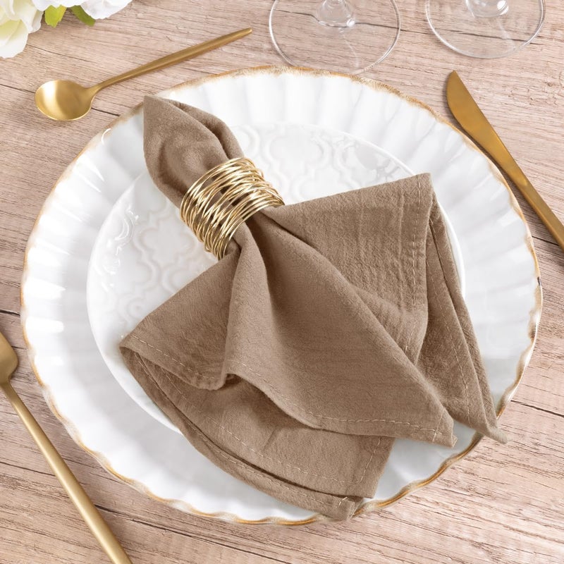 MLMW Nude Brown Cloth Napkins Set of 6 Linen Rustic Cotton Napkins Cloth Bulk Washable Dinner Napkins 1616 for Wedding Party Baby Bridal Shower Birthday Table Decor - Image 2