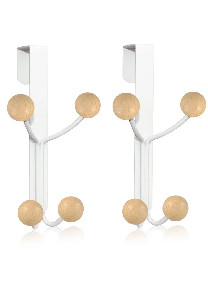 Excefore - Over Door Hooks, White Door Hooks for Hanging Metal Door Hanger Hook Wood Hooks for Hanging Clothes, Hats, Robes, Towels Pack of 2 - Image 1