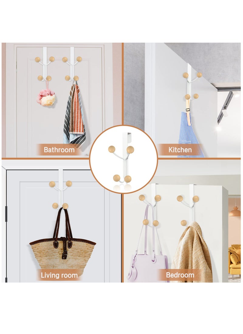 Excefore - Over Door Hooks, White Door Hooks for Hanging Metal Door Hanger Hook Wood Hooks for Hanging Clothes, Hats, Robes, Towels Pack of 2 - Image 1