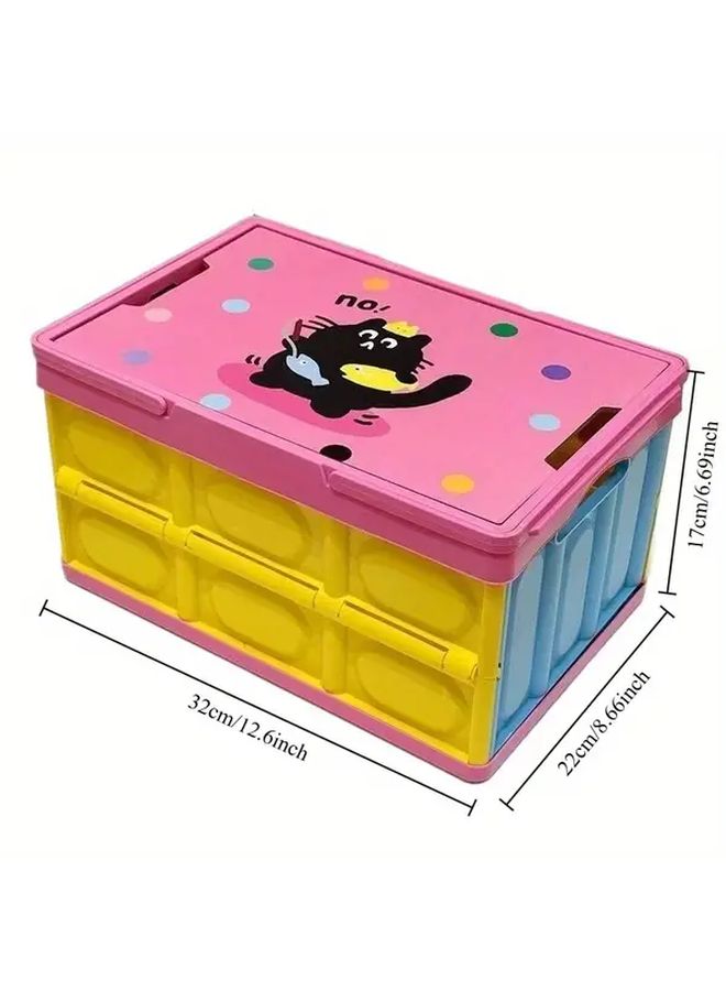 Blue Polka Dot Cat Portable Foldable Storage Box for Car Trunk Camping and Home Organizer - Image 3