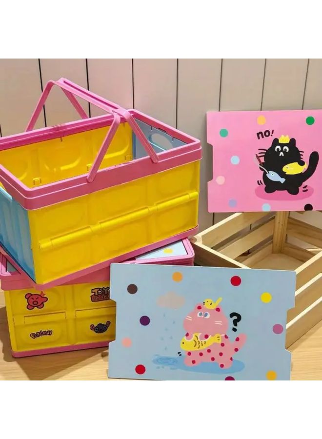 Blue Polka Dot Cat Portable Foldable Storage Box for Car Trunk Camping and Home Organizer - Image 2
