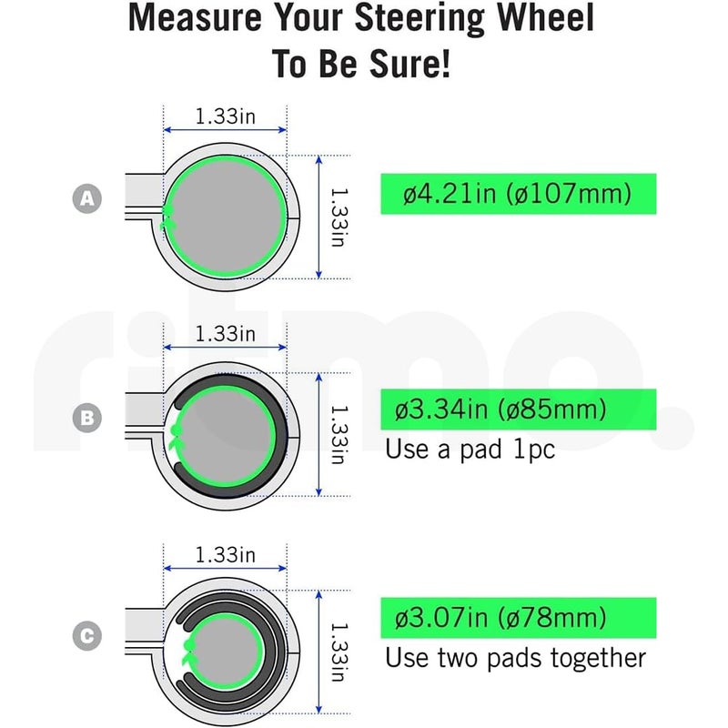 Ritmo قرص دوران عجلة القيادة Ritmo BL مع تصميم غير قابل للانزلاق، مصنوع من السيليكون الفاخر وتشطيب مطلي بالكروم اللامع مع كرات معدنية محورية وتركيب سهل (حلقة فضية BL) - Image 4
