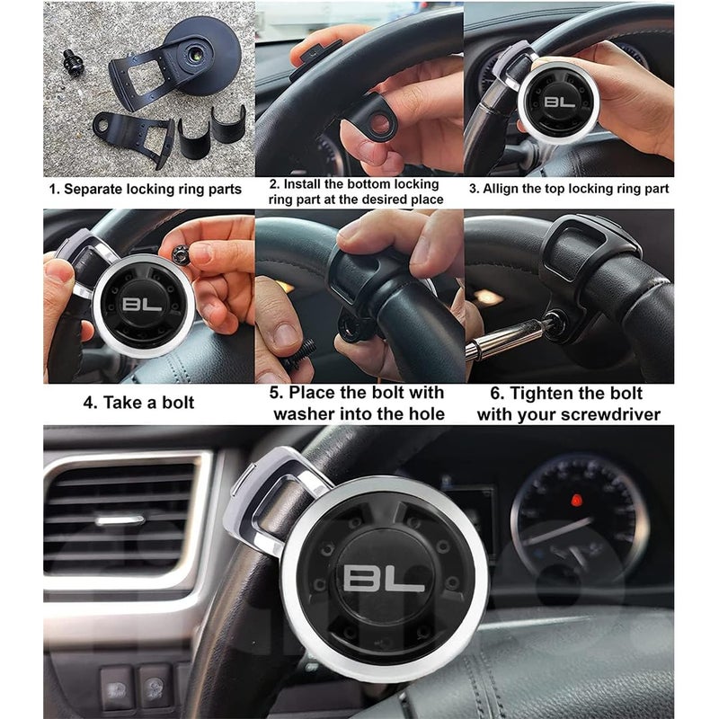 Ritmo قرص دوران عجلة القيادة Ritmo BL مع تصميم غير قابل للانزلاق، مصنوع من السيليكون الفاخر وتشطيب مطلي بالكروم اللامع مع كرات معدنية محورية وتركيب سهل (حلقة فضية BL) - Image 2