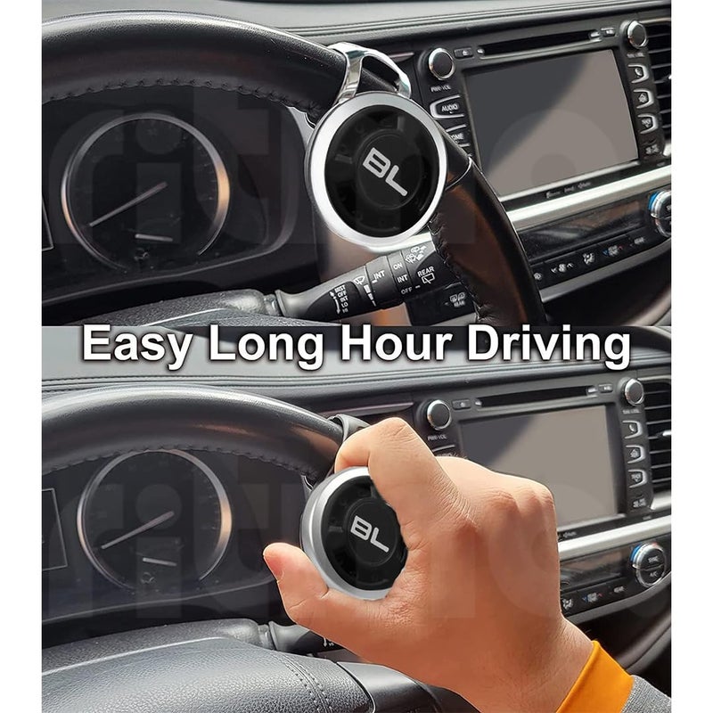 Ritmo قرص دوران عجلة القيادة Ritmo BL مع تصميم غير قابل للانزلاق، مصنوع من السيليكون الفاخر وتشطيب مطلي بالكروم اللامع مع كرات معدنية محورية وتركيب سهل (حلقة فضية BL) - Image 3