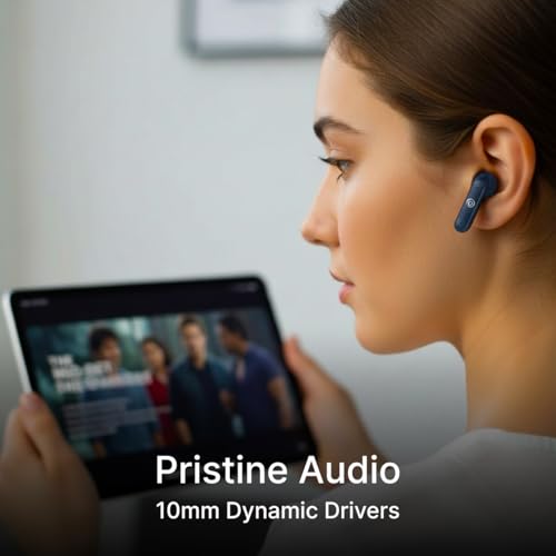 pTron Bassbuds Indie in-Ear TWS Earbuds w/ 10mm Drivers, 45Hrs Playtime, Dual HD Mic & AI-ENC Calls, Custom EQ, Mobile App, Bluetooth V5.4 Earphones, Voice Assistant, Type C Charging & IPX5 (Gray) - Image 4