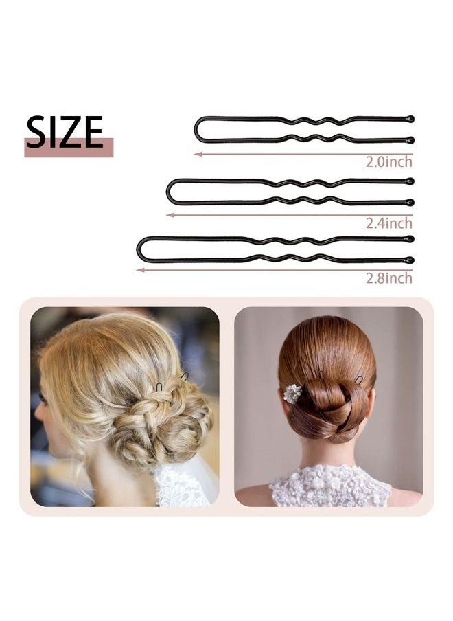 100 PCS 2.0" Small Heavy Duty Crinkled Hair Pins,Bobby Pins,For Buns Updo,With 2 Storage Boxes