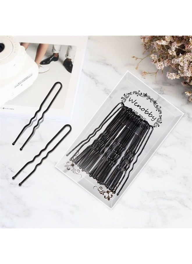 100 PCS 2.0" Small Heavy Duty Crinkled Hair Pins,Bobby Pins,For Buns Updo,With 2 Storage Boxes