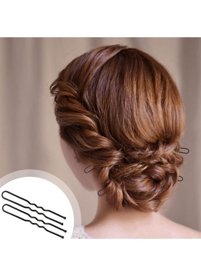 100 PCS 2.0" Small Heavy Duty Crinkled Hair Pins,Bobby Pins,For Buns Updo,With 2 Storage Boxes