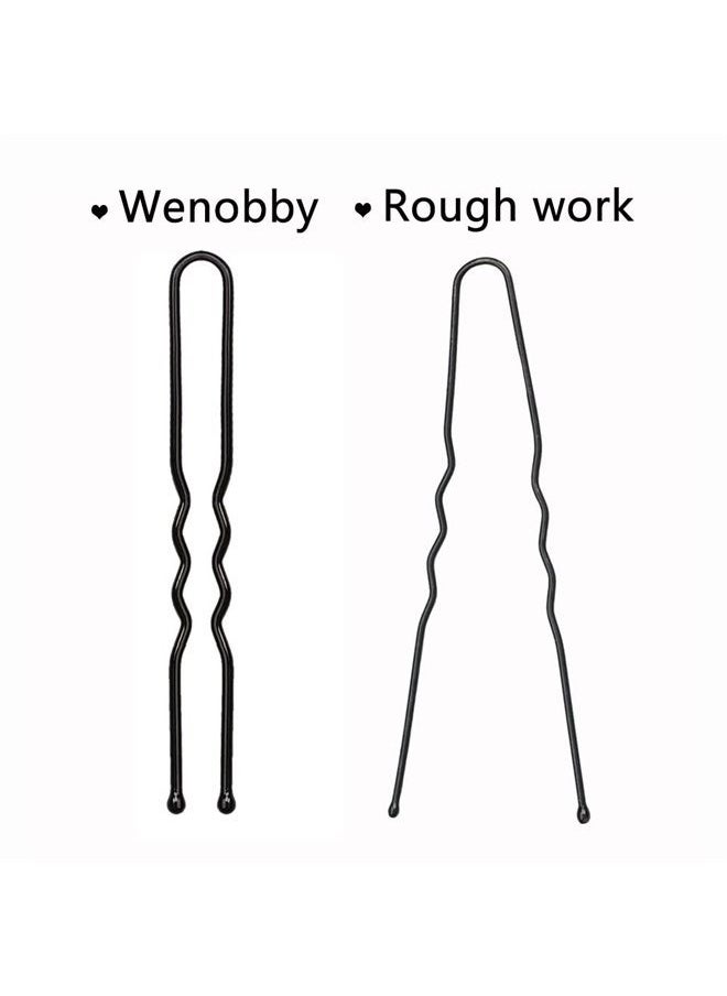 100 PCS 2.0" Small Heavy Duty Crinkled Hair Pins,Bobby Pins,For Buns Updo,With 2 Storage Boxes