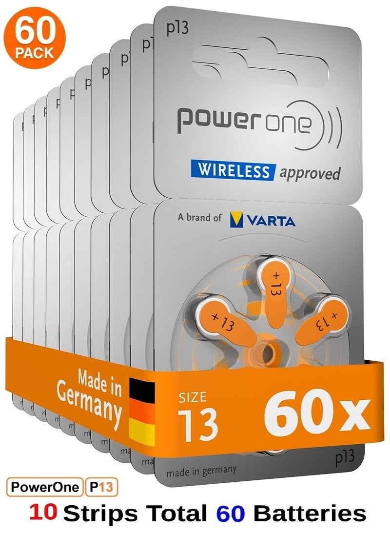 Power One 1.45V Original High Level Hearing Aid Batteries P13 Pack Of 60 Pieces  - Image 1