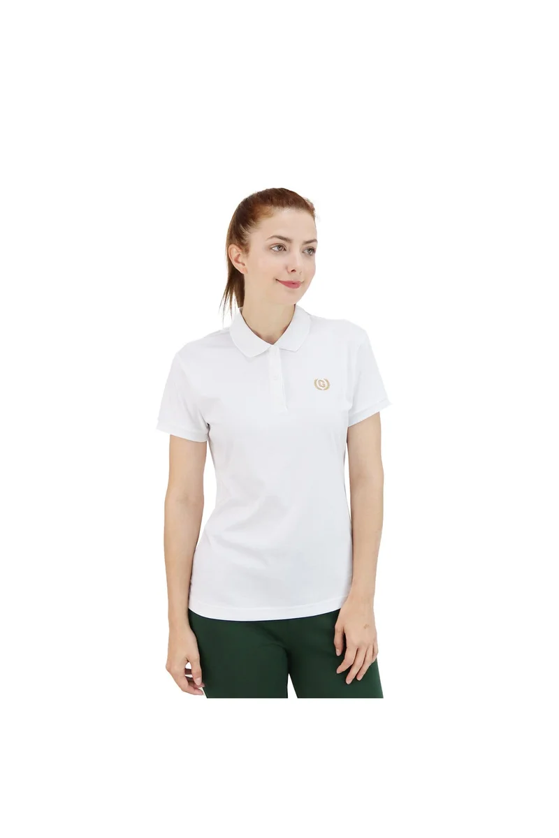 جيوردانو قميص بولو أبيض نسائي بقصة ضيقة