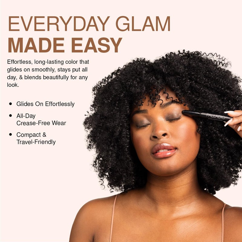 Palladio Waterproof Eyeshadow Stick with Blending Sponge, Long Lasting & Effortless Application, Smudge Free & Crease Proof Formula, Matte & Shimmer Shades, Buildable Eye Shadow (Taupe Shimmer) - Image 5