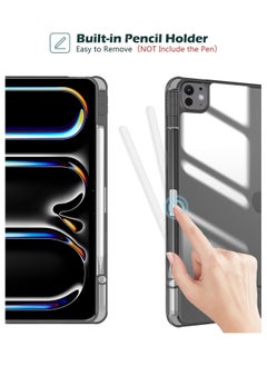 T I G O iPad Pro 13 Inch Case with Pencil Holder 2024 (M4/7th Gen), 2024 iPad Pro M4 13 Cover Clear Transparent Back, Soft TPU Bumper iPad M4 13 cover for A2925 A2926 A3007 Black  - Image 3