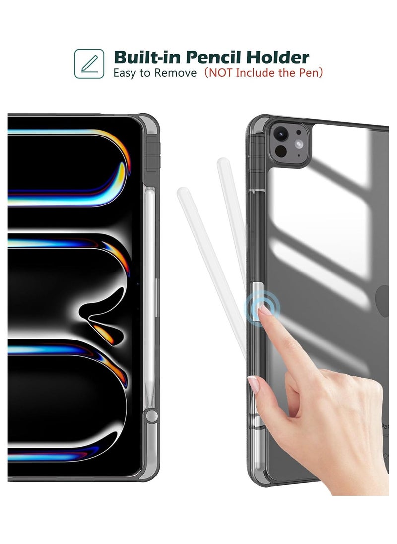 T I G O iPad Pro 13 Inch Case with Pencil Holder 2024 (M4/7th Gen), 2024 iPad Pro M4 13 Cover Clear Transparent Back, Soft TPU Bumper iPad M4 13 cover for A2925 A2926 A3007 Black  - Image 3