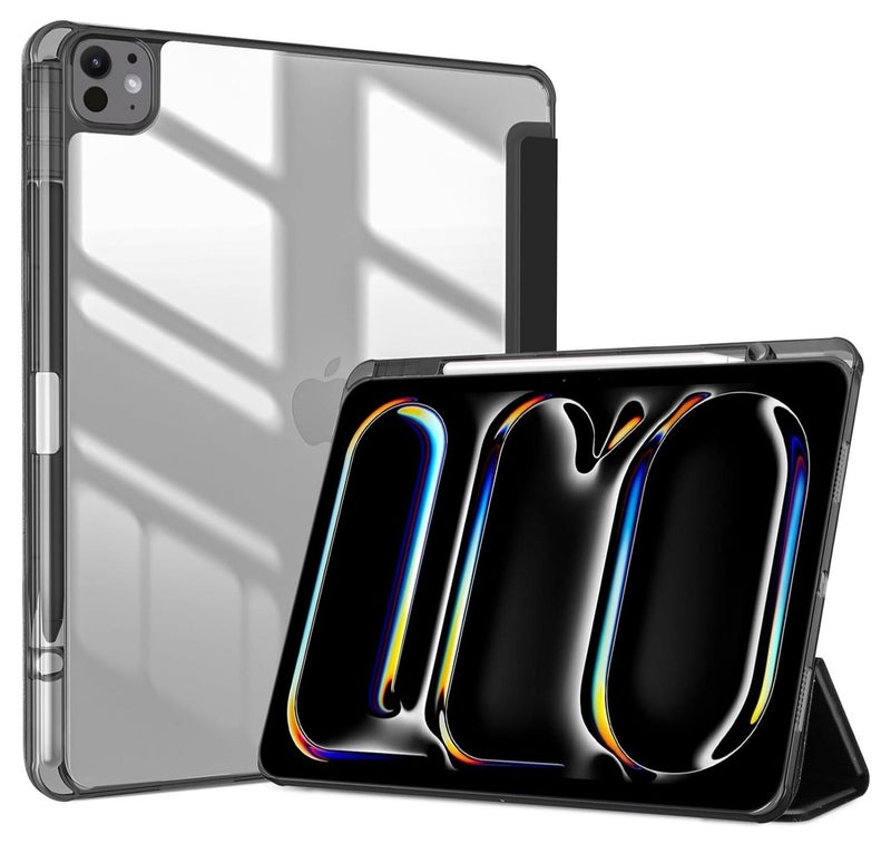 T I G O iPad Pro 13 Inch Case with Pencil Holder 2024 (M4/7th Gen), 2024 iPad Pro M4 13 Cover Clear Transparent Back, Soft TPU Bumper iPad M4 13 cover for A2925 A2926 A3007 Black - Image 1