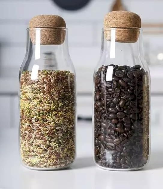 BLISS START Glass Carafe with Cork Stopper - 600ML Beverage Pitcher for Hot & Cold Water, Tea, Coffee, Iced Tea, Milk Storage Bottle, Juice, Wine - Perfect Drink Server for Home & Kitchen (Pack of 2) - Image 2