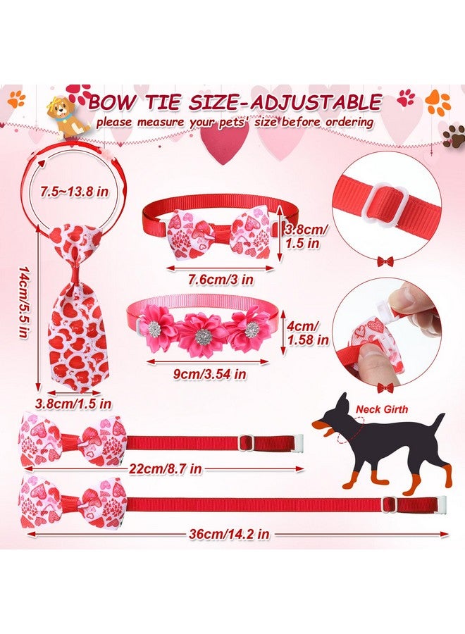Reginary 70 Pcs Valentine‘s Day Dog Bow Ties Pet Cat Dog Collars Neckties Set Adjustable Puppy Neck Tie Holiday Flower Heart Butterfly Rhinestone Dog Bows Grooming Accessories for Puppy Cat Supplies - Image 3