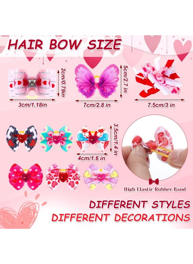 Reginary 70 Pcs Valentine‘s Day Dog Bow Ties Pet Cat Dog Collars Neckties Set Adjustable Puppy Neck Tie Holiday Flower Heart Butterfly Rhinestone Dog Bows Grooming Accessories for Puppy Cat Supplies - Image 4