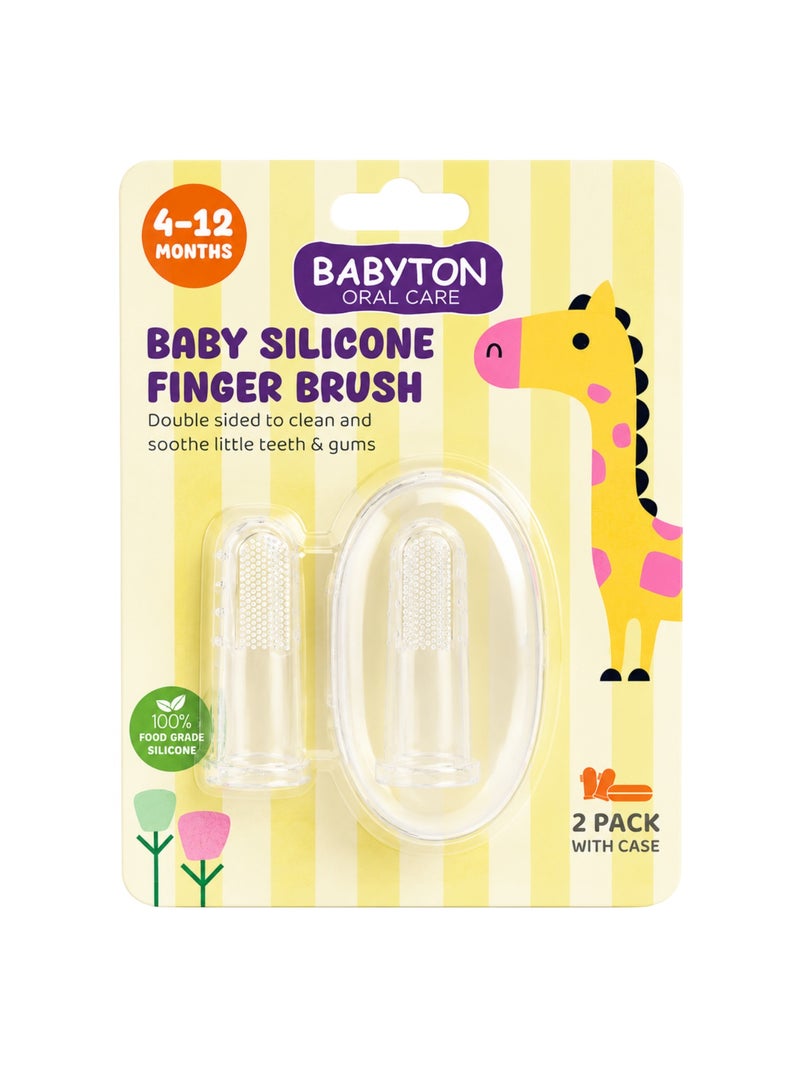 Babyton Baby Silicone Finger Brush - Dual-Sided for Cleaning and Massaging Gums, Safe for Babies 4-12 Months - Image 1
