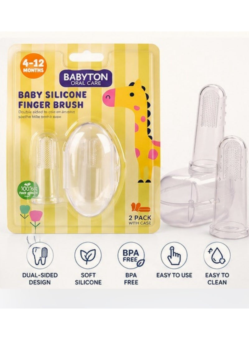 Babyton Baby Silicone Finger Brush - Dual-Sided for Cleaning and Massaging Gums, Safe for Babies 4-12 Months - Image 2