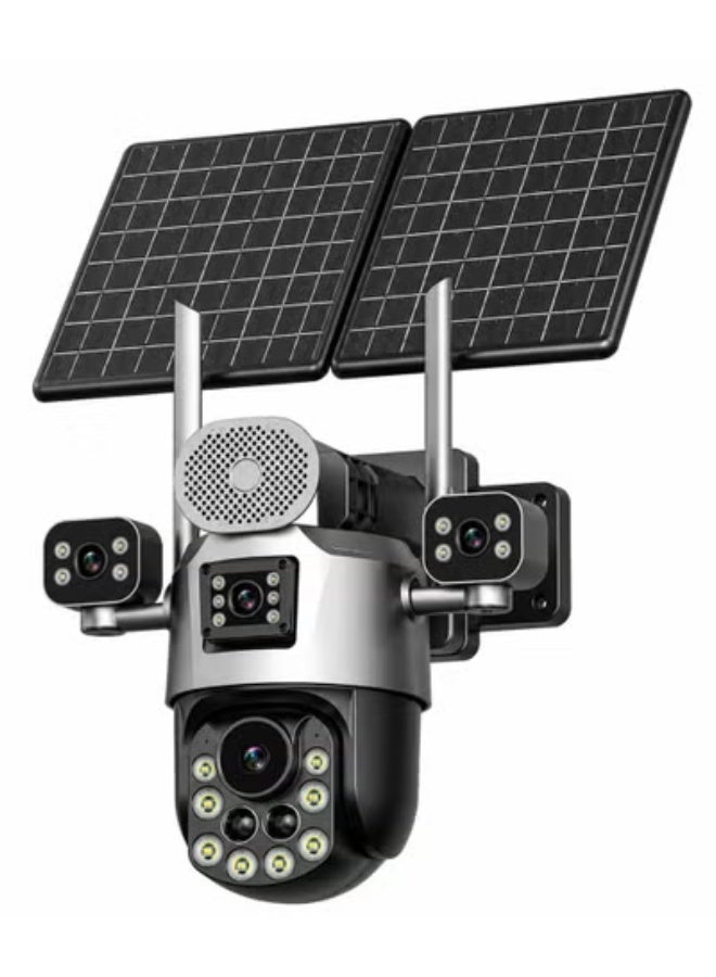 GEEK SPACE 4G LTE Solar Powered 4K PTZ Security Camera Outdoor Wireless 4-Lens CCTV Surveillance Camera with Dual Solar Panels, 36X Hybrid Zoom, AI Motion Detection, 360° Pan Tilt, Full Color Night Vision, Two-Way Audio, IP66 Waterproof, Remote Mobile App Viewing, 256GB SD Card Support, Solar Battery Camera for Home, Farm & Business Security - Image 1