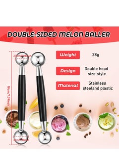 KASTWAVE Double Sided Melon Baller Round Melon Balls Fruit Baller Scoop Melon Baller Scoop Stainless Steel Melon Baller  - Image 3