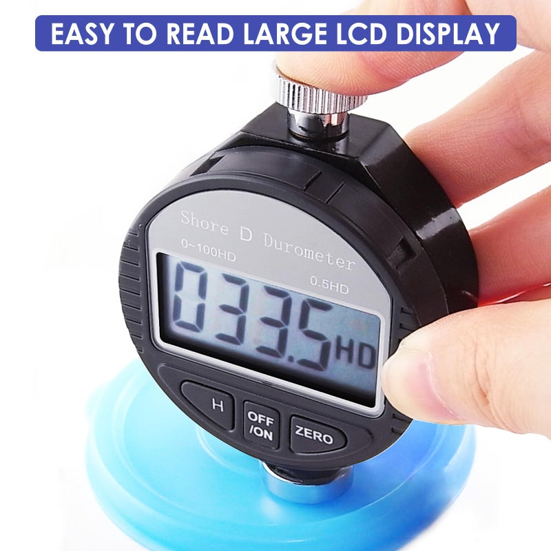 GAIN EXPRESS Shore D Hardness Tester Meter Portable 0-100HD Digital Durometer D for Rubber, Tire, Plastic, Thermal Plastic, Flooring, Bowling Ball with Large LCD Display - Image 2
