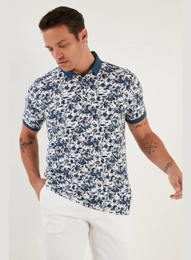 Buratti Patterned Cotton Slim Fit Polo Collar T Shirt Men's Polo Collar T-Shirt 646B3550