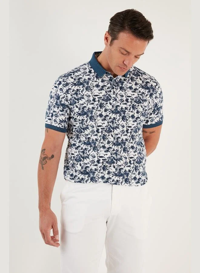Buratti  Buratti Patterned Cotton Slim Fit Polo Collar T Shirt Men's Polo Collar T-Shirt 646B3550 for Men | Best Price UAE