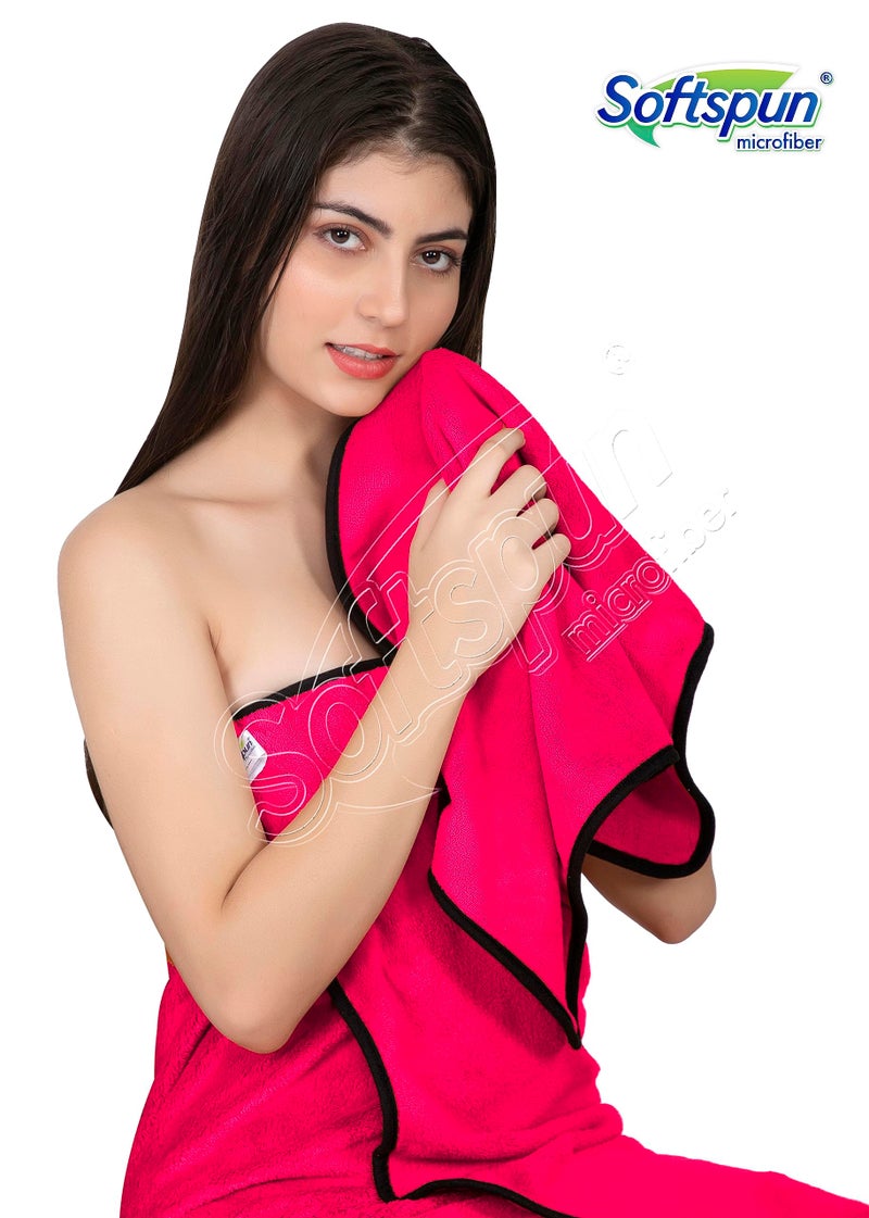SOFTSPUN Microfiber Bath Towel 2 pc Pink! Ultra Absorbent Super Soft & Lightweight Quick Drying for Men & Women Daily Use Extra Large Size Unisex. - Image 4