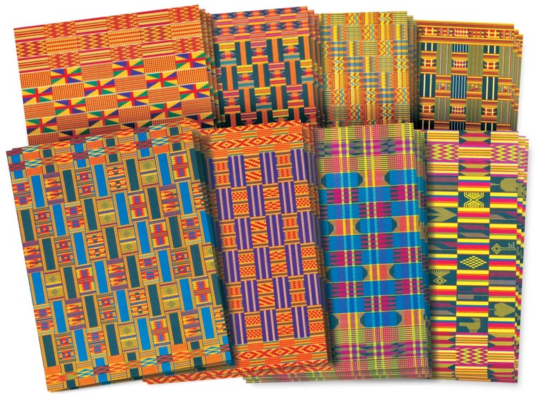Roylco R15273 Assorted Design African Textile Paper 812 x 11 Inches Pack of 32 - Image 1
