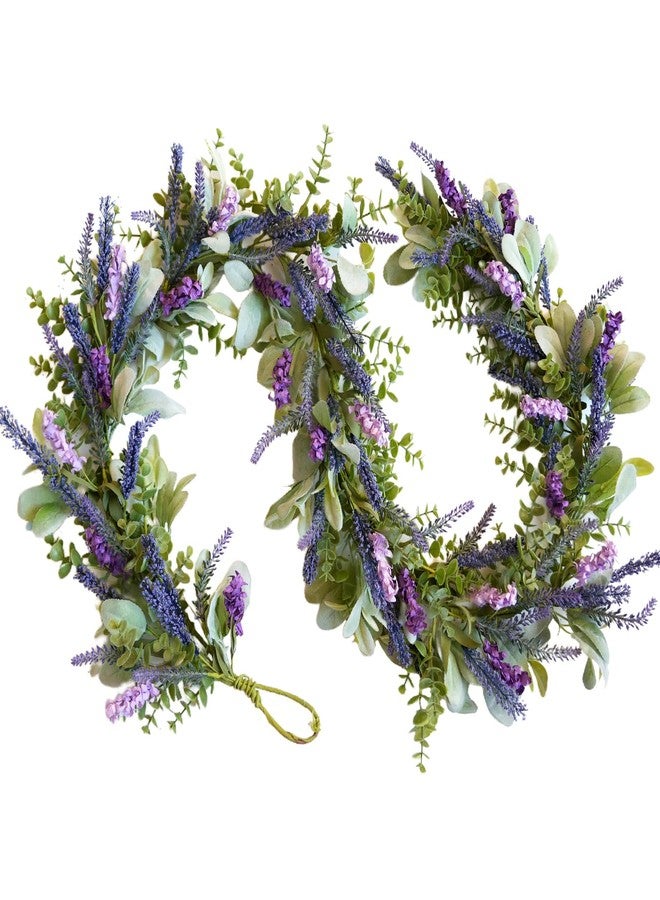 idyllic 6ft Lavender Bunny Ear Vine Garland Artificial Flower Decor for Front Door Window Porch Mantel Stair All Year Indoor Outdoor Home Decor - Image 1