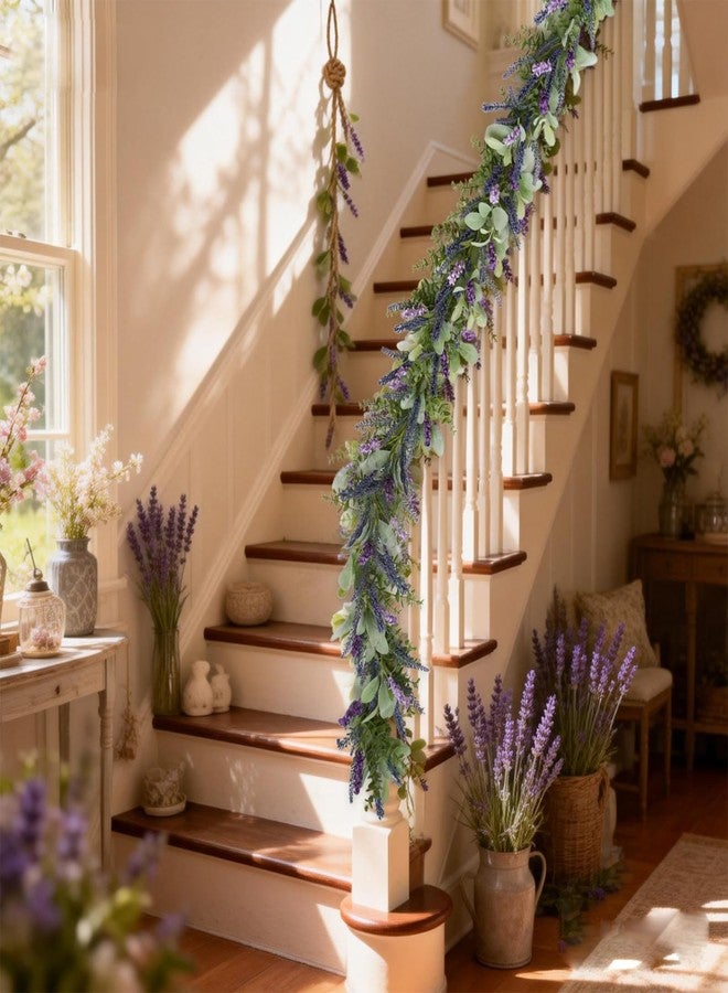 idyllic 6ft Lavender Bunny Ear Vine Garland Artificial Flower Decor for Front Door Window Porch Mantel Stair All Year Indoor Outdoor Home Decor - Image 5