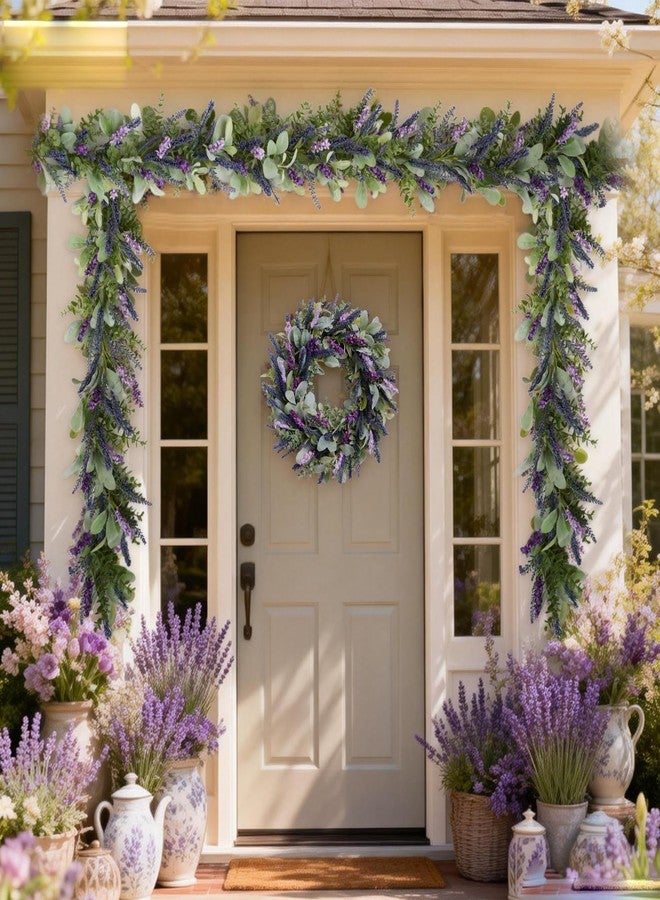 idyllic 6ft Lavender Bunny Ear Vine Garland Artificial Flower Decor for Front Door Window Porch Mantel Stair All Year Indoor Outdoor Home Decor - Image 2