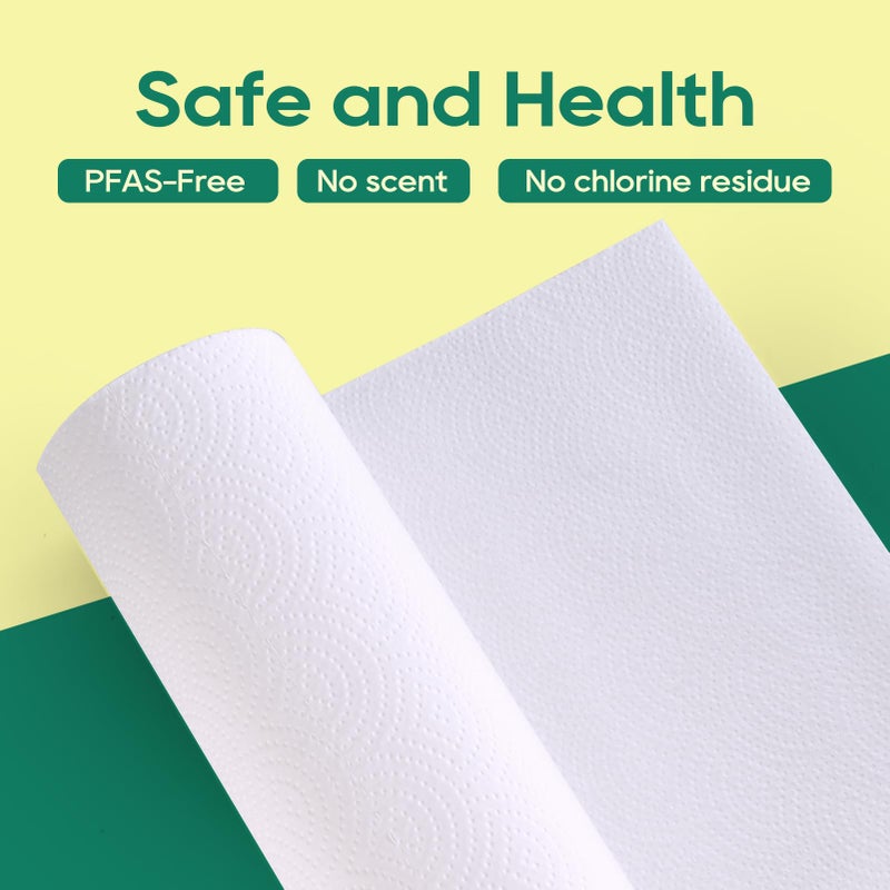 ECOlipak Bamboo Paper Towels - 8 Rolls, 2 Ply 120 Sheets- Plastic Free, Tree Free, Compostable, Disposable Kitchen Paper Towels, Soft and Absorbent, PFAS Free, White - Image 5