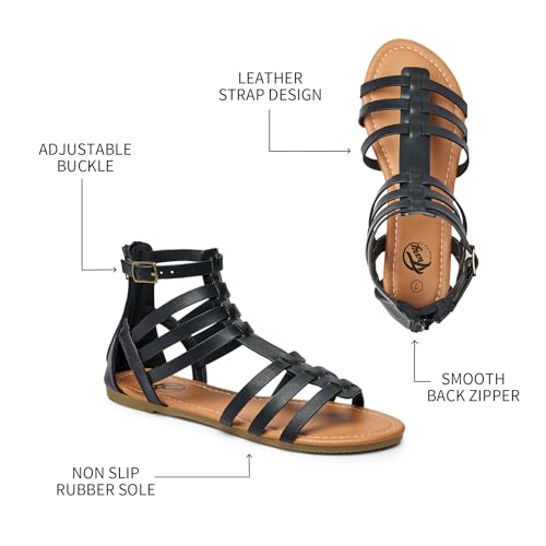 Trary Women's Sandal, Comfortable Gladiator Sandals Ankle Strap Flats Sandalias Para Mujer Beach Sandals Wide Width Open Toe Cross Strappy Sandals for Women Dressy Summer - Image 4