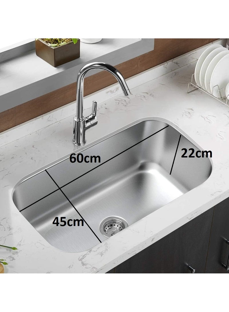 Shams Kitchen sink, 62 cm x 45 cm, 1 mm thick, with drain, 3 mixers, and an - Image 2