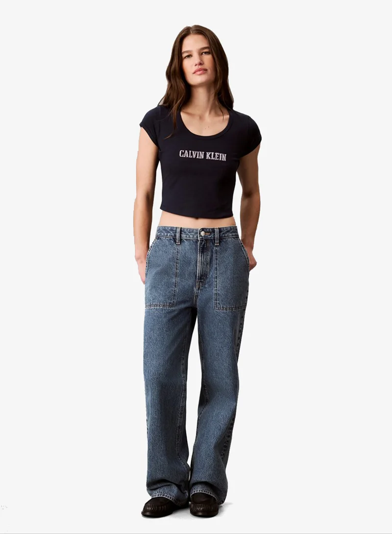Calvin Klein Jeans  Varsity Logo Baby Fit T-Shirt for Women | Best Price UAE