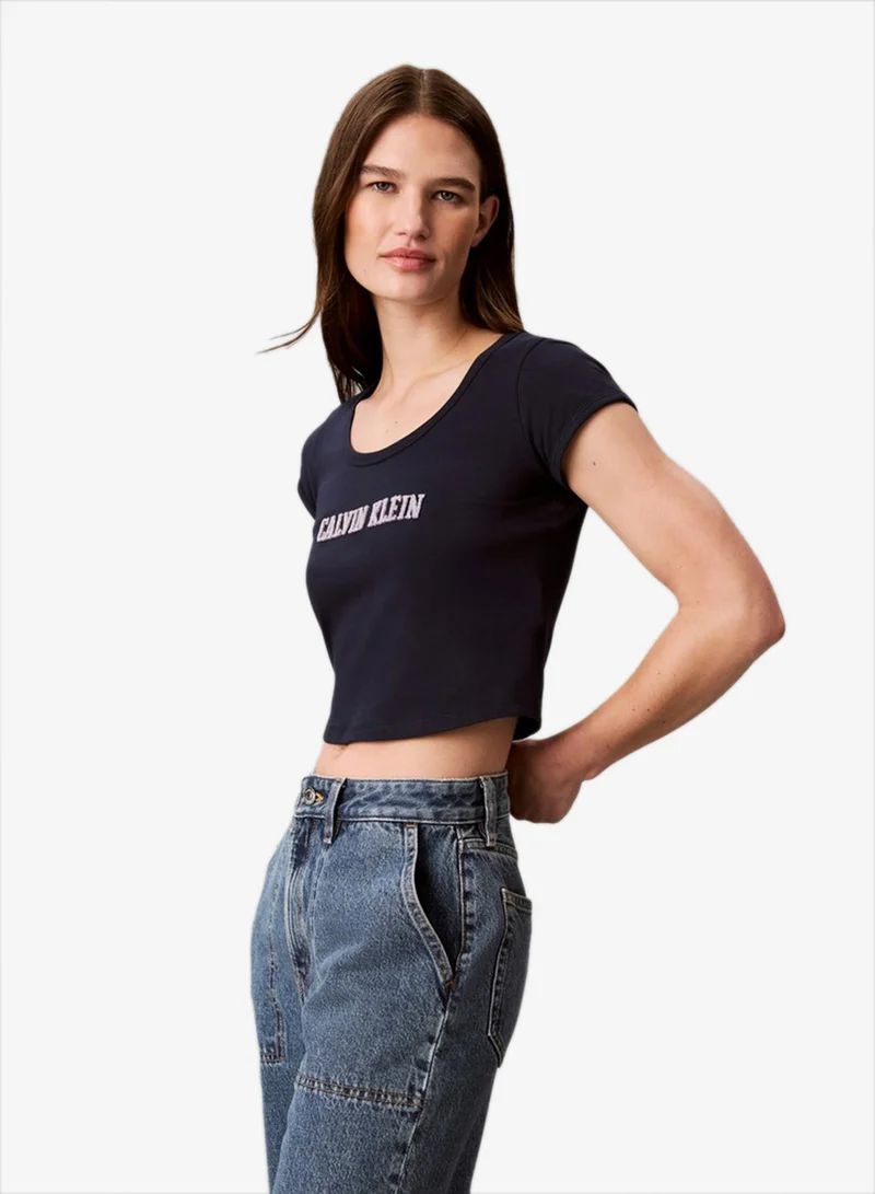 Calvin Klein Jeans  Varsity Logo Baby Fit T-Shirt for Women | Best Price UAE