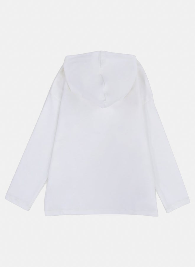 playmore Girls Cotton Hoodie – Off-White with "Play All The Games" Print - Image 2