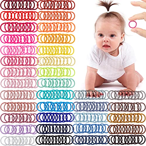 CÉLLOT 360PCS Baby Hair Ties, 36 Multicolors Elastic Hair Ties,2cm in Diameter No Crease Finger Rubber Hair Elastics,Small Thin Hair Ponytail Holders Hair Accessories for Baby Girls Toddlers Kids - Image 1