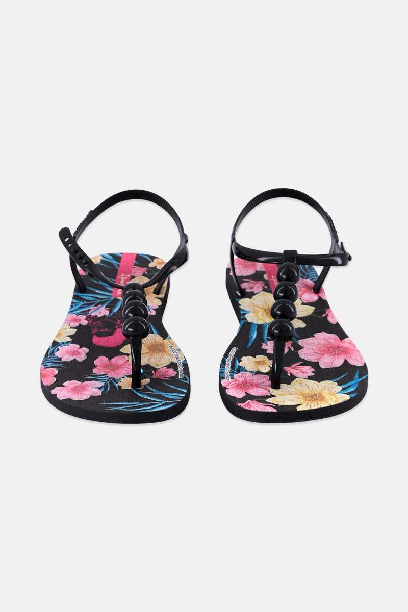 Ipanema Women Floral Print Snap Sandals, Black Combo - Image 4