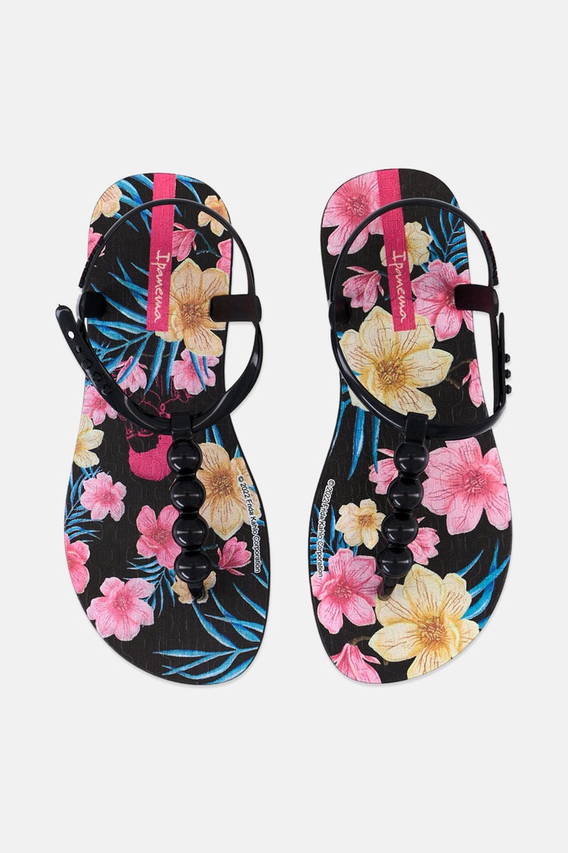 Ipanema Women Floral Print Snap Sandals, Black Combo - Image 3