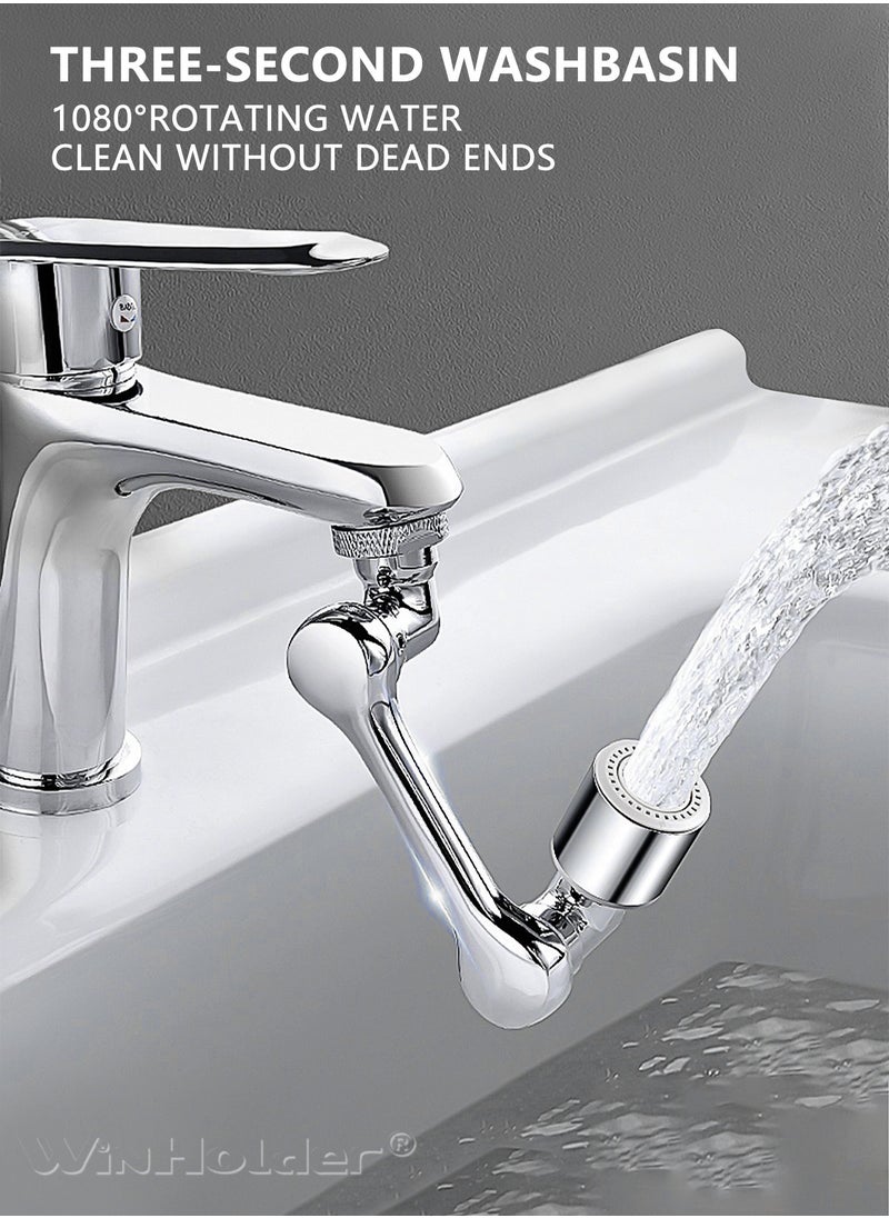 WinHolder - 1080°Swivel Faucet Extender, Sink Water Faucet Aerator Extension, Swivel Robotic Arm Bathroom Faucet Extender, Kitchen Rotating Extension Filter with 2 Mode Splash - Image 1