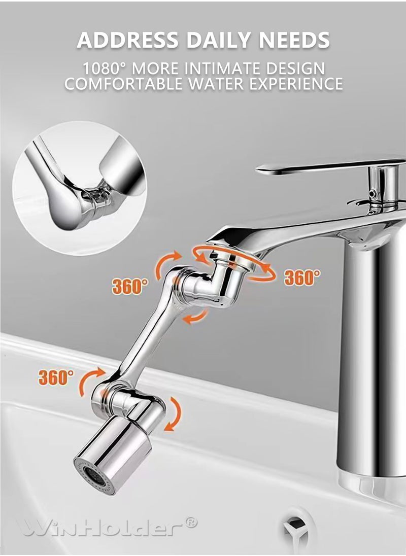 WinHolder - 1080°Swivel Faucet Extender, Sink Water Faucet Aerator Extension, Swivel Robotic Arm Bathroom Faucet Extender, Kitchen Rotating Extension Filter with 2 Mode Splash - Image 1