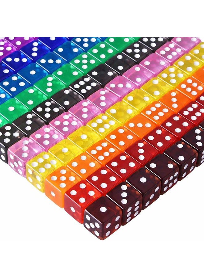 Austor 100 Pieces 6-Sided Game Dice Set (Free Pouch), 10 Translucent Colors Square Corner Dice for Tenzi, Farkle, Yahtzee, Bunco or Teaching Math - Image 2
