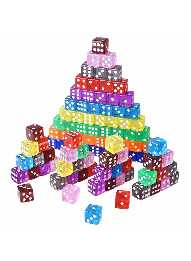 Austor 100 Pieces 6-Sided Game Dice Set (Free Pouch), 10 Translucent Colors Square Corner Dice for Tenzi, Farkle, Yahtzee, Bunco or Teaching Math - Image 4