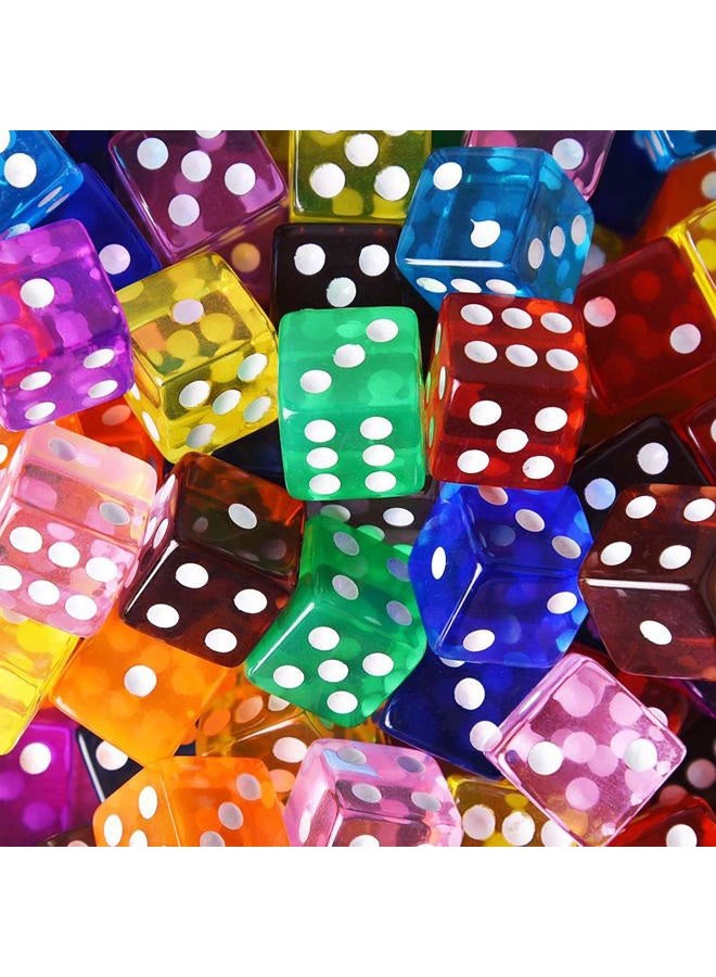 Austor 100 Pieces 6-Sided Game Dice Set (Free Pouch), 10 Translucent Colors Square Corner Dice for Tenzi, Farkle, Yahtzee, Bunco or Teaching Math - Image 5