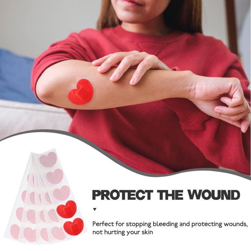 Uonlytech 50 Pcs Heart Shaped Adhesive Bandages Disposable Breathable Care Patches 52x42mm First Aid Dressing For Wounds And Scrapes Outdoor Portable Red Stickers - Image 4